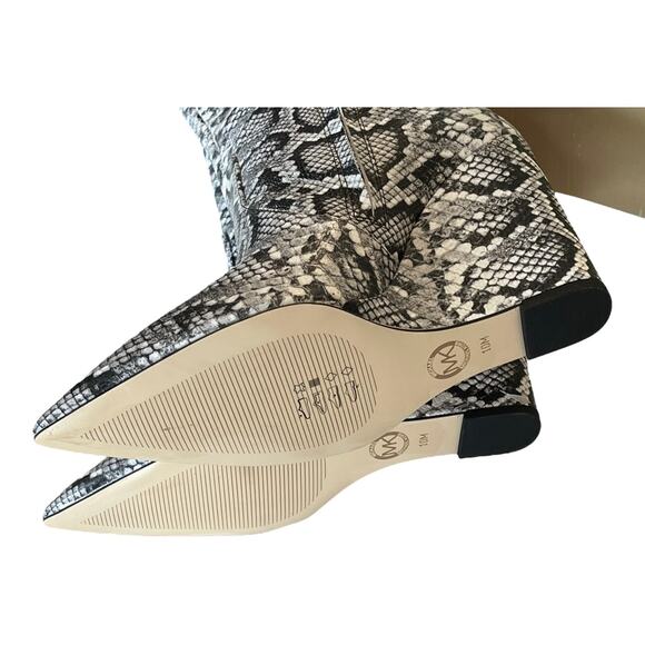 NEW Michael Kors Isra Wedge BOOTS Women's 10 Leather Snake Embossed Knee Hi Boot - Picture 8 of 11